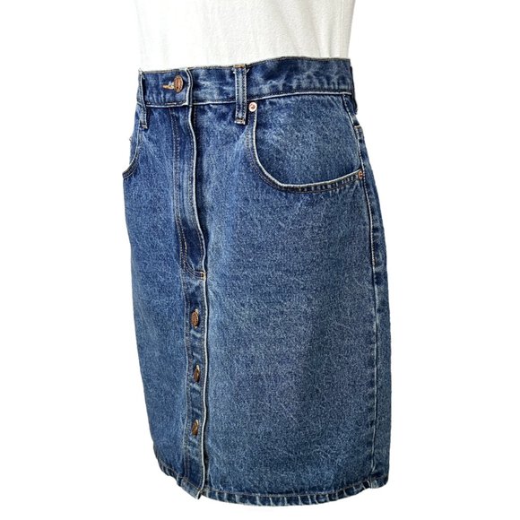 Vintage 90s-Y2K Jordache High Waisted Knee Length Denim Skirt - Picture 3 of 10